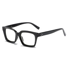 Carica l'immagine nel visualizzatore di Gallery, Hubeye Occhiali da lettura Donna e Uomo Quadrata Montatura Grande con Cerniere a molla Occhiali Anti luce blu (Nero, 0.0