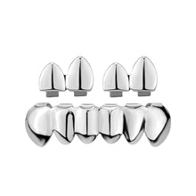 Carica l'immagine nel visualizzatore di Gallery, Set di grillz unisex Bling per denti HipHop, lucido, in lega, per sopra e sotto, coperti di fascino alla moda
