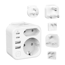 Carica l'immagine nel visualizzatore di Gallery, Adattatore di viaggio JSVER 6 in 1 con 2 porte USB-A e 2 porte USB-C per Stati Uniti, Germania, Messico, Australia, Suda