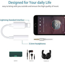 Carica l'immagine nel visualizzatore di Gallery, 【Apple MFi Certificato】 Adattatore Cuffie iPhone Lightning a 3,5 mm,Adattatore Jack per Cuffie AUX Audio Auricolari Comp