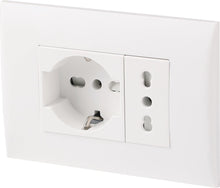 Carica l'immagine nel visualizzatore di Gallery, Electraline 22110 Blocco Presa da Incasso/Set Placca Premontata 2 Posti (1 Presa Universale P40 + 1 Presa Bivalente 10/1