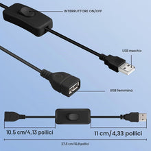 Carica l'immagine nel visualizzatore di Gallery, AXFEE Cavo USB con Interruttore on/off, Interruttore a Cavo, Nero