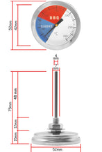 Carica l'immagine nel visualizzatore di Gallery, Termometro analogico per barbecue, resistente alla temperatura, per BBQ e affumicatore, diametro 5,2 cm, range 0°C - 300