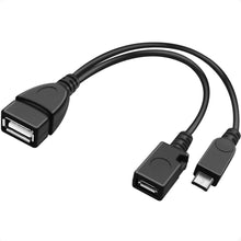 Carica l'immagine nel visualizzatore di Gallery, PremiumCord Cavo adattatore USB, OTG, presa USB a presa micro USB+spina micro USB, colore nero, 14 cm