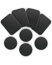Carica l'immagine nel visualizzatore di Gallery, Placche Metalliche Adesive Nere 8 Pezzi (4 Rotonde, 4 Rettangolari) | Ø40mm &amp; 45x65mm. Adesivo 3M Ultra Forte per Fissag