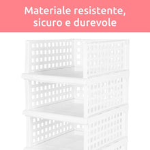 Carica l'immagine nel visualizzatore di Gallery, Compactor SLIDER Organizer Armadio con Cassettino Estraibile, Set da 4 Scaffali Modulabili Regolabili in Plastica BPA Free per Vestiti, Armadi, Bagno, Bianco, Taglia Maxi (34 x 45 x 18 cm)