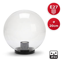 Carica l'immagine nel visualizzatore di Gallery, Velamp APOLUX – Lampada Sferica da esterno, diametro 200mm, Attacco E27, Trasparente | Impermeabile IP44, Diffusione a 3