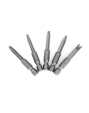 Carica l'immagine nel visualizzatore di Gallery, QWORK® 5 Pz Cacciavite a U in Lega di Acciaio S2 50mm Lunghezza 1/4" Codolo Esagonale, Set di Punte Magnetiche per Cacci