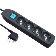Carica l'immagine nel visualizzatore di Gallery, Electraline 62073 Multipresa 4 posti polivalenti (schuko + 10/16A) con Interruttore-Cavo 1,5 m Nero