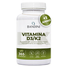 Carica l'immagine nel visualizzatore di Gallery, Bandini® Vitamina D3 K2 | 365 COMPRESSE (12 Mesi) | Vitamina D 2000 UI +