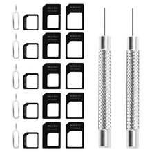 Carica l'immagine nel visualizzatore di Gallery, 5 Pcs Adattatore per Scheda SIM, Kit Adattatore 3-in-1 per Carte SIM, Convertitore di Schede SIM, con Ditale, Adattatore