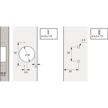Carica l'immagine nel visualizzatore di Gallery, Cerniera speciale Hettich ET 582 con incavo ribassato per conversioni di frigoriferi, codice articolo 72134 (1 pezzo)