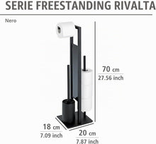 Carica l'immagine nel visualizzatore di Gallery, WENKO Colonnina con portarotolo e scopino WC Rivalta opaco - Portascopino WC, Acciaio, 18 x 70 x 20 cm, Nero