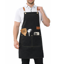 Carica l'immagine nel visualizzatore di Gallery, Grembiule da Cucina e BBQ in Tela Incrocio Retro Regolabile conTasca Unisex