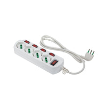 Carica l'immagine nel visualizzatore di Gallery, Multipresa Fanton OMEGA 474344 con 4 prese bipasso/Schuko 16A, cavo 1,5m, spina 10A, interruttore luminoso su ogni presa