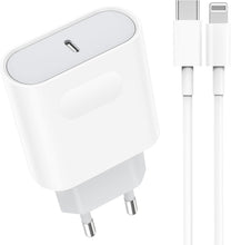 Carica l'immagine nel visualizzatore di Gallery, Caricatore iPhone 20W USB-C con cavo Lightning 1m, caricabatterie rapido PD, alimentatore compatibile con iPhone 14 13 1