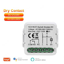 Carica l'immagine nel visualizzatore di Gallery, MHCOZY Tuya Smart Life app Modulo relè WiFi a contatto secco, 1 canale DC 12/24V AC 100-240V, funziona con Alexa Google 