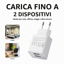 Carica l'immagine nel visualizzatore di Gallery, Caricatore USB da Muro 2 Porte 5V/2A | Presa Europea