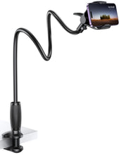 Carica l'immagine nel visualizzatore di Gallery, Lamicall Supporto Cellulare a Collo di Cigno per Letto, [80mm Base a Clip] Rotazione a 360°,con Braccio Flessibile, Port