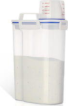 Carica l'immagine nel visualizzatore di Gallery, VINATO Contenitore Ermetico 2.5L per Detersivo in Polvere e Lettiera per Gatti, Box con Beccuccio e Scala di Misura, Materiale PP per Lavanderia e Casa, Coperchio Bianco