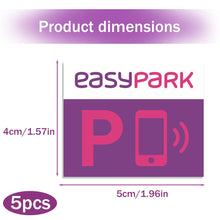 Carica l'immagine nel visualizzatore di Gallery, GXGM 5 Adesivi EasyPark in PVC Compatti e Resistenti Perfetti per Chi Usa l’App di Parcheggio Facili da Applicare su Vet