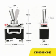 Carica l'immagine nel visualizzatore di Gallery, Gebildet 4 pezzi Interruttore a Levetta SPST, 10A/12VDC, 6A/24VDC, ON-OFF in Metallo 2 Terminali Pin 2 Posizioni Rocker 
