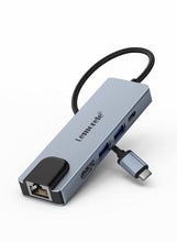 Carica l'immagine nel visualizzatore di Gallery, Lemorele Hub USB-C 5 in 1 in Alluminio, HDMI, Ethernet, 2 USB-A, PD 100W