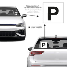Carica l'immagine nel visualizzatore di Gallery, StampaGenerale® - Contrassegno Adesivo P Principiante per Auto Neopatentati Kit 2 pezzi Omologato (Anteriore 15x12 cm + 
