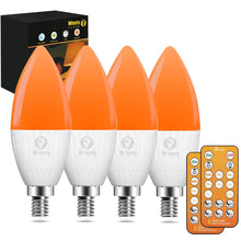 Carica l'immagine nel visualizzatore di Gallery, LED Lampadina E14 per il Sonno con Telecomando, Lampadine Arancione 1600K Ambra, Blocco luce Blu, 5W per Asilo Nido, Cam