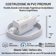 Carica l'immagine nel visualizzatore di Gallery, Caricatore 45W per Xiaomi, Cavo USB-C 2M, Ricarica Rapida