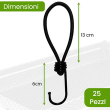 Carica l'immagine nel visualizzatore di Gallery, Offgridtec 25x Corda elastica di tensione 13 cm, espansore con ganci 5 mm, fascia elastica per teloni, reti per rimorchi