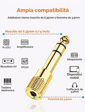 Carica l'immagine nel visualizzatore di Gallery, Mepsies Adattatore Jack Audio Stereo 6,35mm a 3,5mm, Adattatore per Cuffie