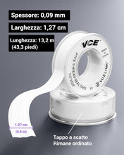 Carica l'immagine nel visualizzatore di Gallery, VCELINK Nastro Tenuta PTFE 2 Rotoli, 12mm x 13m, Bianco