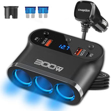 Carica l'immagine nel visualizzatore di Gallery, Qidoe Sdoppiatore Presa Accendisigari per Auto 300W: 7 in 1 USB Splitter, 3 Prese e Doppia USB C 30W e QC3.0 18W con Int