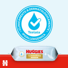 Carica l'immagine nel visualizzatore di Gallery, Huggies Extra Care Sensitive, Salviette neonato per pelli sensibili, 99% Acqua pura, 100% Plastic-free, Senza parabeni e