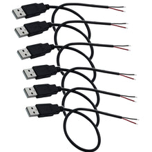 Carica l'immagine nel visualizzatore di Gallery, RUNCCI-YUN 6Pcs Connettore maschio USB 2.0,connettore usb a saldare,Spina USB Cavo nudo a 2 pin cavo Pigtail fai da per 