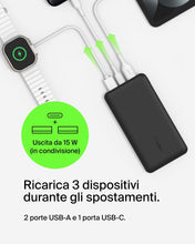Carica l'immagine nel visualizzatore di Gallery, Belkin BoostCharge Power Bank 20000mAh con Porte USB-C e USB-A - Nero