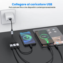 Carica l'immagine nel visualizzatore di Gallery, MOGOOD Sdoppiatore USB 2.1 1 Maschio a 3 Femmine, Cavo Multiporta Intrecciato Plug &amp; Play, per Ricarica e Trasferimento 