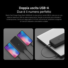 Carica l'immagine nel visualizzatore di Gallery, Redmi Power Bank da 20000 mAh, ricarica rapida, ricarica rapida bidirezionale da 18 W, doppia porta di ingresso e uscita
