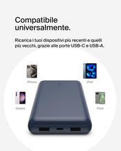 Carica l'immagine nel visualizzatore di Gallery, Belkin BoostCharge Power Bank 20000mAh con Porte USB-C e USB-A - Blu