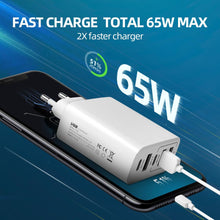 Carica l'immagine nel visualizzatore di Gallery, AXFEE 65W Caricatore Rapido USB, 5Porto USB Caricatore Multipla PD&amp;QC3.0