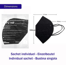 Carica l'immagine nel visualizzatore di Gallery, CRAZYCHIC - Mascherine FFP2 Nere Certificate CE EN149 - Maschera di Protezione Antiparticolato - Mascherina 5 Strati Alt