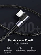 Carica l'immagine nel visualizzatore di Gallery, UGREEN Cavo USB Type-C 90 Gradi 3A QC3.0 480Mbps Ricarica Rapida (0.5M)