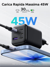 Carica l'immagine nel visualizzatore di Gallery, UGREEN 45W Caricatore USB C Ricarica Rapida 5 Porte GaN Spina da Parete