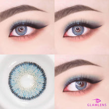 Carica l'immagine nel visualizzatore di Gallery, Lenti a contatto blu naturali e molto coprenti SILIKON COMFORT NEWNESS colorato Viola Blue + contenitore di GLAMLENS - 1