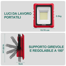 Carica l'immagine nel visualizzatore di Gallery, HYCHIKA Faro LED Ricaricabile 20 W 2000 lm 6500 K, Lampada Cantiere IP65
