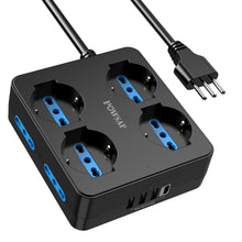 Carica l'immagine nel visualizzatore di Gallery, POWSAF Presa Multipla 8 Prese Quadrata, Ciabatta Elettrica con 4 USB e Interruttore - Multipresa Compatta per Casa/Uffic