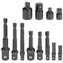 Carica l'immagine nel visualizzatore di Gallery, QWORK® 12 pezzi adattatore a bussola set, 1/4", 1/2", 3/8", 4 pezzi socket ratchet converter,nero