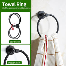 Carica l'immagine nel visualizzatore di Gallery, Set di accessori da bagno, 10 pezzi nero opaco in acciaio inox set di hardware per bagno, set di accessori da bagno con barre per asciugamani da 40,6 cm, porta carta igienica, anelli per asciugamani,