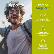 Carica l'immagine nel visualizzatore di Gallery, Apportal®, Integratore Alimentare 4 in 1, Tonico-Energizzante con 19 nutrienti in una bustina, Utile per ridurre stanche